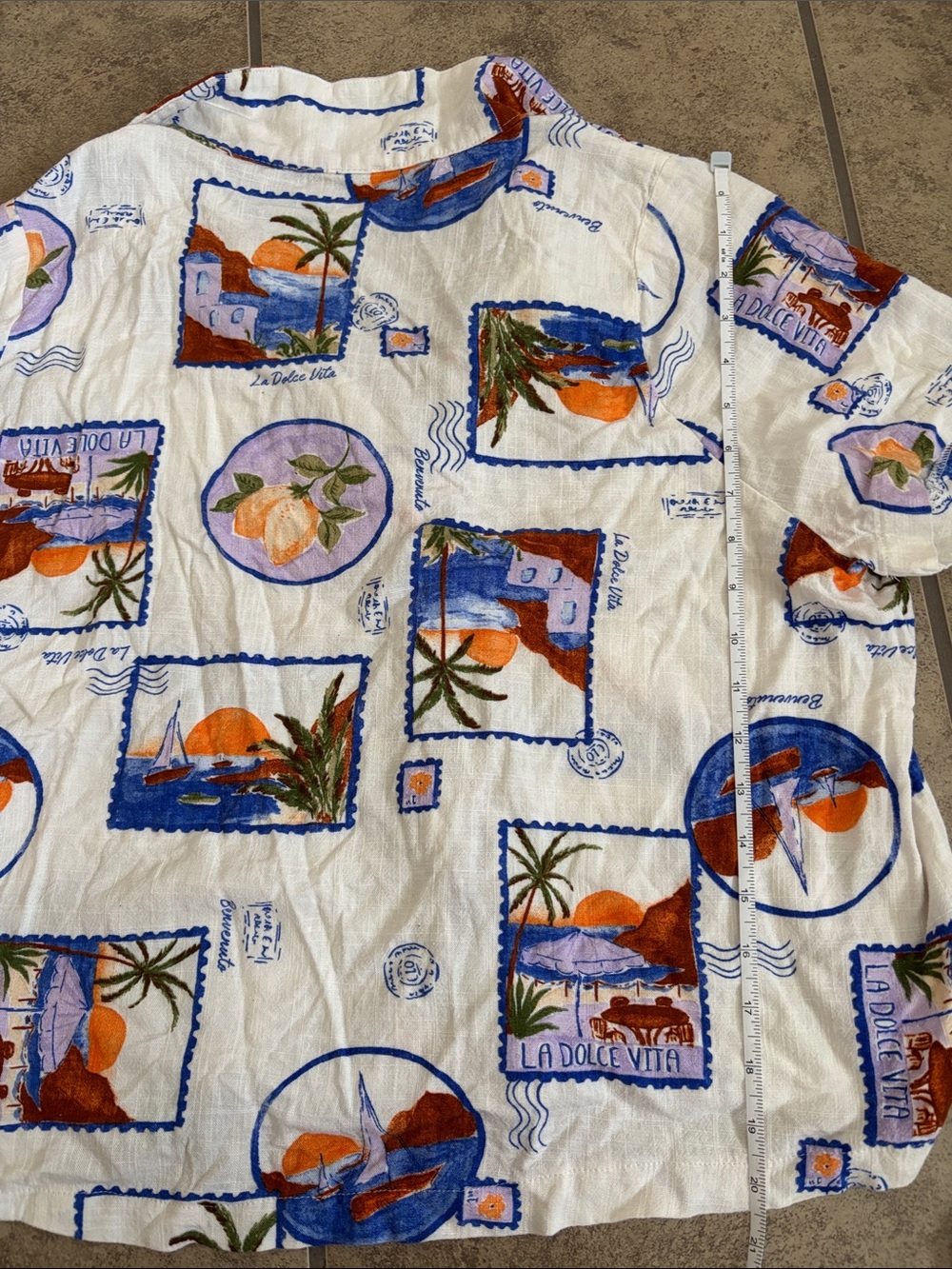 Paper Heart Travel Theme Button Up Top Size Medium - Picture 6 of 6